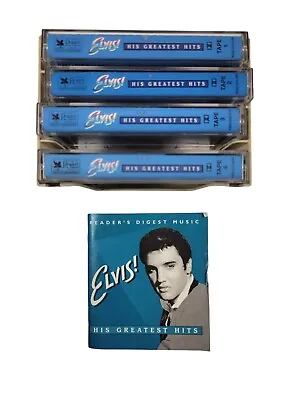 Readers Digest Music Elvis His Greatest Hits Set 4 Cassette Tapes With Play List • $9.99