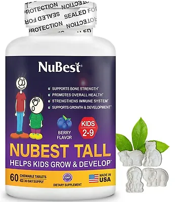 NuBest Tall Kids 60 Chewable Tablets Helps Kids Healthy Growth For Age 2-9 • $39