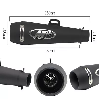 51mm Motorcycle Exhaust Muffler Pipe M4 For Yamaha R6 Kawasaki Honda CBR1000 R1 • $39.95