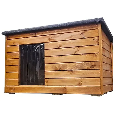 Kennel Weatherproof Dog House Dog Cave Winterfest Insulated Wood 123 X 84 CM • £206.94