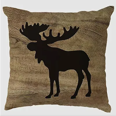 Rustic Hunting Cabin Lodge Lake House BLACK MOOSE THROW PILLOW COVER HOME DECOR • $15.95