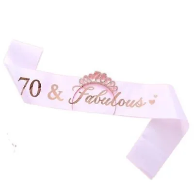 Queen Silver Tiara Happy Birthday 70 & Sash 70th Birthday Sash Crystal Crown • £5.14