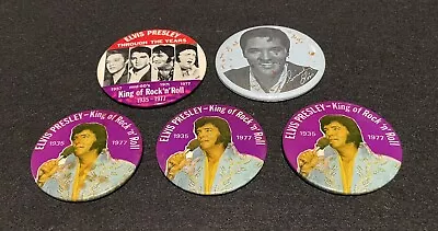 Elvis Presley Lot Of 5 Vintage Pins ( 1970s ) King Of Rock N Roll • $0.99