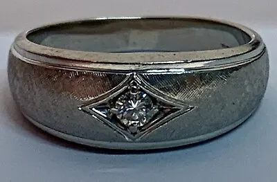 Men’s Solid 18k White Gold Diamond Wedding Band Ring Vintage Estate9.91 Grams • $1025