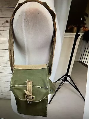 Vintage 40's WWII Era English Army Shoulder Bag 100% Cotton Brass Hardware • $22.95