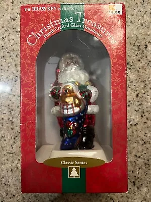 Brass Key Classic Santa Christmas Splendeur Hand Crafted Glass Ornaments VINTAGE • $11.20