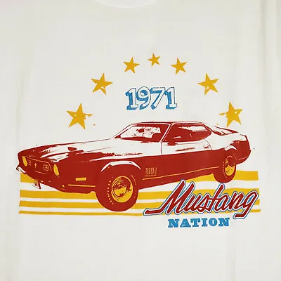  1971 MUSTANG NATION T SHIRT MENS 3XL XXXL WHITE TeeLuv RETRO MUSCLE CAR NWT • $17.98