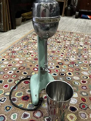 Hamilton Beach Model 30 Retro Vintage Milkshake Mixer & Cup Jadeite Green Works • $265