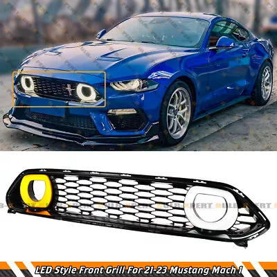 For 21-23 Mustang Mach 1 Front Upper Grille W/ White & Amber LED Halo Ring Duct • $169.99