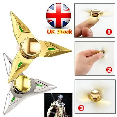 UK OW Overwatch Genji Shuriken Hand Spinner EDC Metal Bearing Fidget Tri Spinner • £6.50