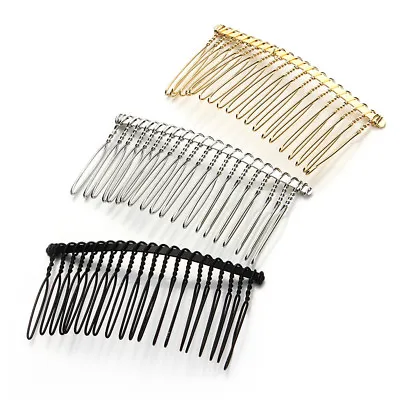 6pcs Metal Blank Hair Combs Clips 20 Teeth For Bridal Veil DIY Hair Jewelry • £4.96