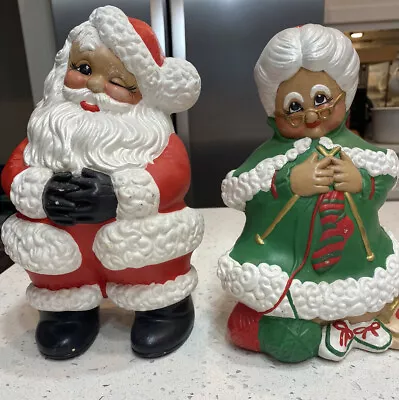 Vintage Atlantic Mold Ceramic Santa And Mrs.Claus Christmas Figures- 1994 9 INCH • $60