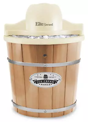 Elite Gourmet 4Qt. Old Fashioned Pine Bucket Electric Ice Cream Maker • $62