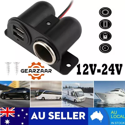 $7.89 • Buy 12V/24V Car Cigarette Lighter Socket Splitter Charger Power Adapter Two USB Port