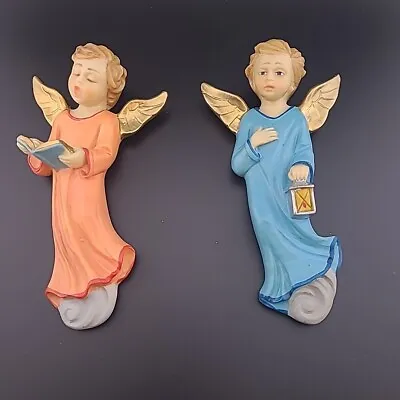 Vintage Pair Of Etruria Statue Angels Figurines  Italy Ornaments Wall Decor • $23.99