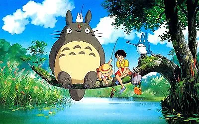 My Neighbor TOTORO Miyazaki Japanese Large Anime Poster Ghibli Wall Decoration • £12.83