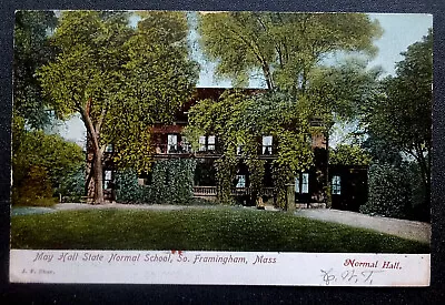 South Framingham MA Postcard :  May Hall State Normal School 1907 Vassalboro ME • $5.75