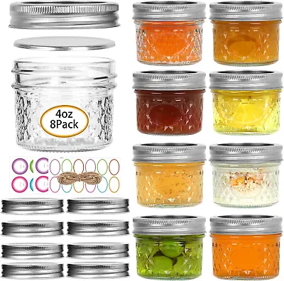 Mini Mason Jars 8 Pack 4Oz Glass Mason Jar With Regular Lids Small Canning Jar • $9.99