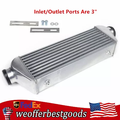 Polished Aluminum Front Mount Tube Fin Intercooler 27 X9 X4  Inlet/Outlet 3  • $89