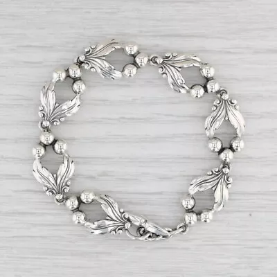 Vintage Floral Link Bracelet Sterling Silver 7.5  Niels Erik From Denmark • $79.99