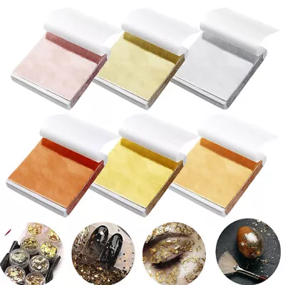 200Pcs Imitation Gold Leaf Sheets Gold Foil Gilding Art Craft Metallic Transfer • £4.98