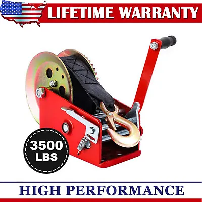 Trailer Boat Hand Winch 3500lbs 33ft Cable Dual Gear Hand Crank Manual ATV RV • $49.99