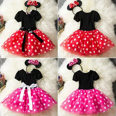 Girls Kids Minnie Mouse Birthday Party Costume Princess Tutu Mini Dress Skirt • £14.06