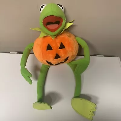 Nanco Muppet Kermit Frog Pumpkin Halloween Posable Plush 20” Jack O Lantern 90s? • $49.99