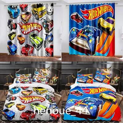 3D Hot Wheels Bedding Set Quilt Cover Pillowcase Thermal Blackout Curtains AU • $28.68