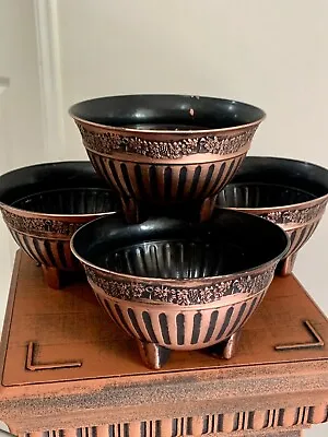 $32 • Buy Set Of 4 Garden Pots 205mm Round Plastic Copper Coloured Roman Style