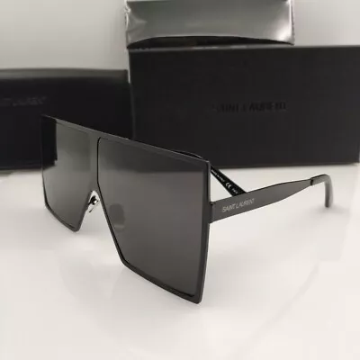 Saint Laurent SL 182 Betty 001 Sunglasses Black Grey Square Authentic New • $229