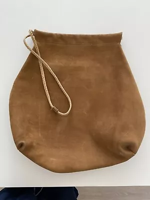 Vintage Oversized Leather Tote Custom Made Rope Handle Brown BOHO • $29.85