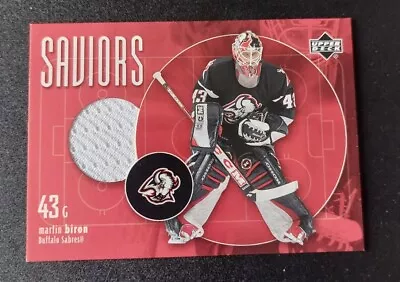 2002-03 Upper Deck Saviors Martin Biron Jersey Card #SV-MB. Buffalo Sabres  • $2.17