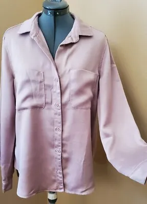 Bella Dahl Silky Soft Pink Button Long Sleeve Shirt 100% Tencel Sz M • $15