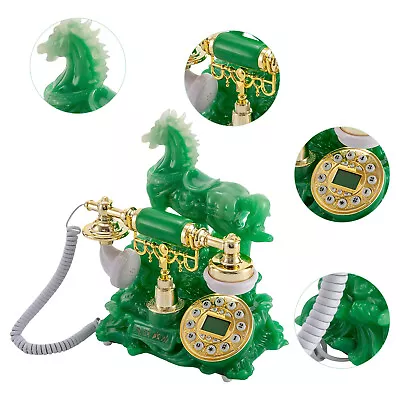 Retro Horse Design Telephone Dial Corded Phone Exquisite Workmanship Green • $43.70