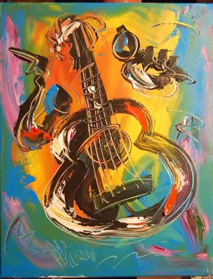 GUITAR0   PAINTING  Abstract Pop Art Painting  Canvas Gallery UEE.009R98 • £200.79