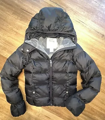 Women’s Eddie Bauer Black Puffer Goose Down 650 Fill Jacket Parka Hood Sz Small • $24