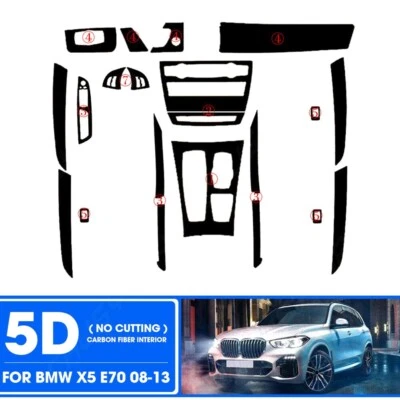 $37.45 • Buy For BMW X5 E70 2008-2013 Carbon Fiber Interior-Cover Sticker 3D Right-Hand Drive