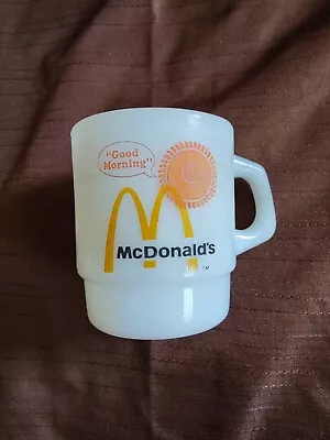 Vtg McDonald’s Fire King Milk Glass Coffee Mug Good Morning Sun Anchor Hocking • $13.50