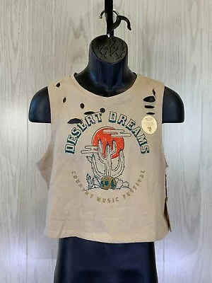 Recycle Threads Distressed Muscle Tee Women's Size L Beige NEW MSRP $22.99 • $15.99
