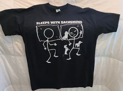 Sleeps With Dachshund Black Tshirt Size XL • $15