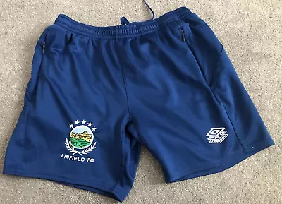 LINFIELD Football Shorts Umbro Blue Boys Medium M • £12.95