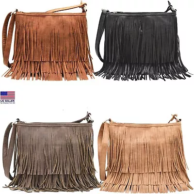 Fringe Crossbody Handbag Women Western Style Carry Purse Shoulder Bags • $13.52