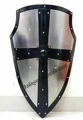 Medieval Shield 28'' Armor Shield Gothic Layered Steel Cross Battle Armor Shield • $79.99