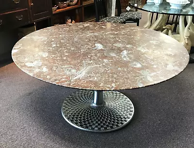 Exceptional Mid Century Marble Top Chromed Cast Steel Dining Table • $2800