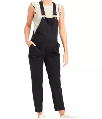 THE NINES BY HATCH MATERNITY Black Classic Twill Overalls Size M NWT • $13