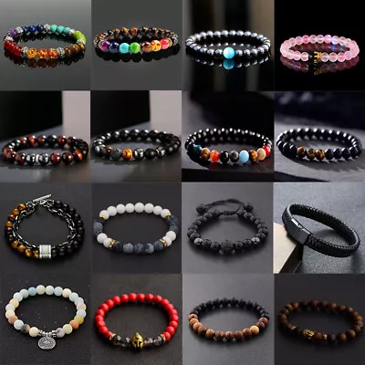 Natural Stone 7 Chakra Healing Tiger Eye Yoga Energy Beads Bracelet Jewelry • $6.99