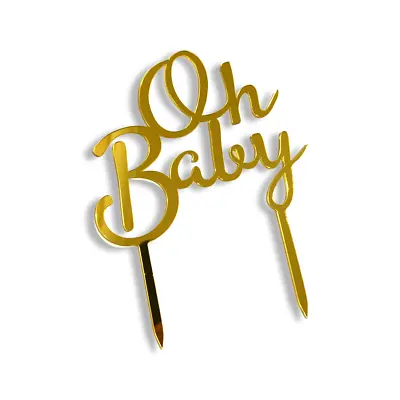 Acrylic Age Cake Topper Oh Baby Birthday Baby Shower Gold Party Decoration Idea • £2.89