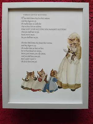 Childrens Nursery Rhyme Print  'Three Little Kittens'   FRAMED • $25.90