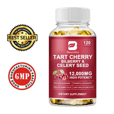 $12.99 • Buy 12000mg Tart Cherry Extract 120 Veggie Caps Strength 10:1 Extract Uric Acid